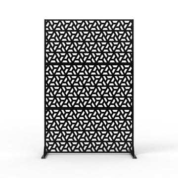 Garvee Schermo per la privacy in metallo a 3 pannelli antiruggine con verniciatura a polvere per giardino, balcone, terrazza, 72x47 pollici, grigio