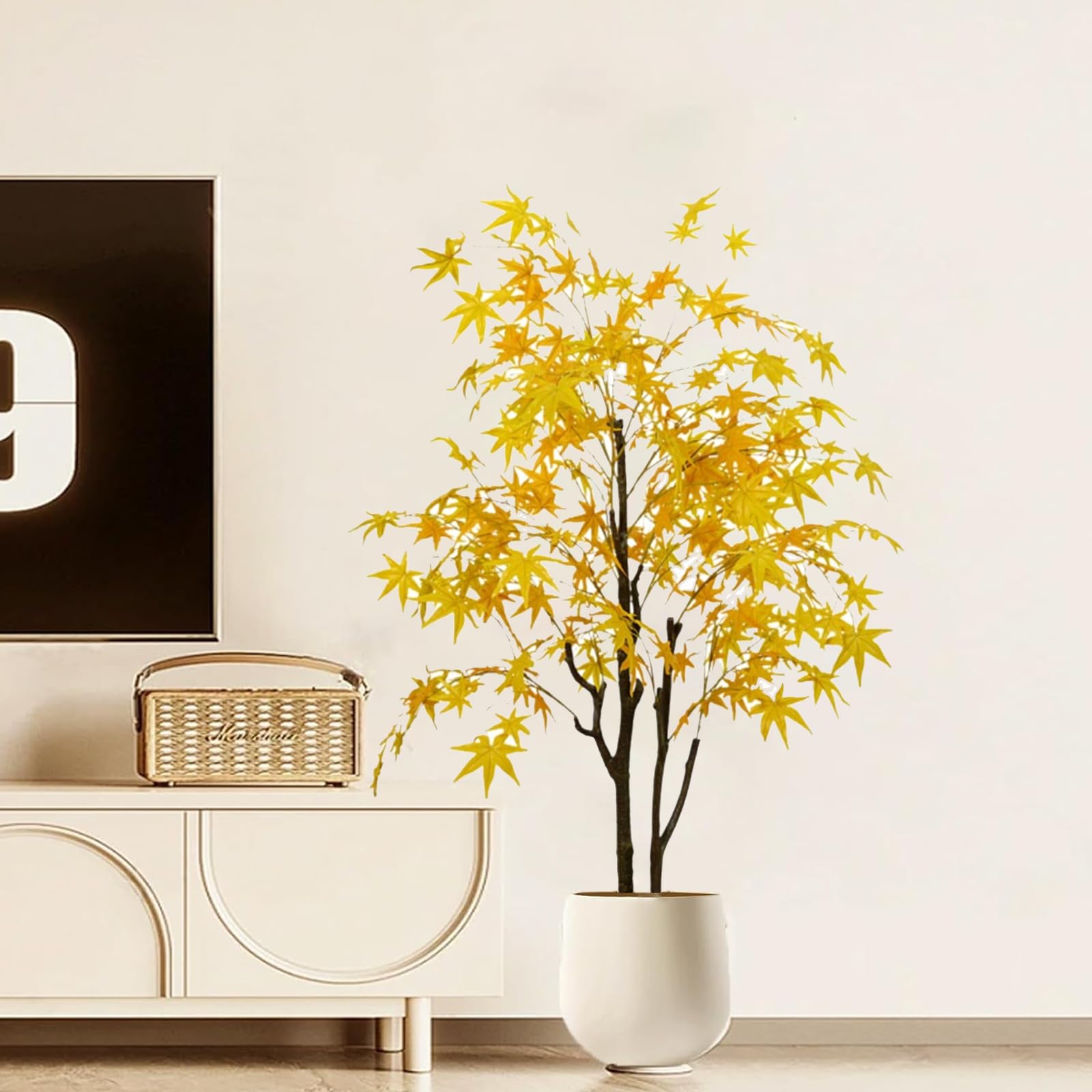 Albero di acero artificiale Garvee da 5 piedi con foglie autunnali realistiche, vaso di plastica flessibile in seta, decorazione versatile per celebrazione e soggiorno