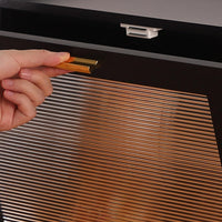 Garvee Contenitore Pane a Doppio Strato con Finestra, Grande Capacità, Bamboo Resistente, Chiusura Magnetica, Nero e Oro, Cucina Moderna