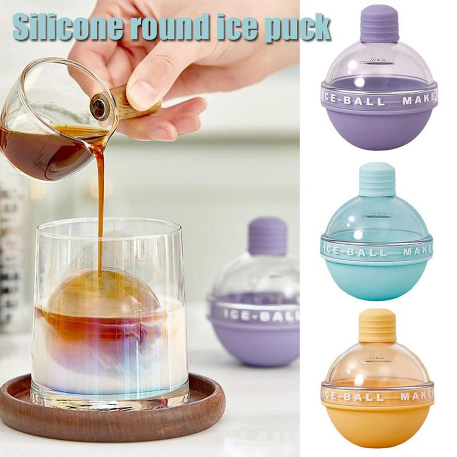 Vassoio per cubetti di ghiaccio in silicone Garvee, rotondo, 6,3 cm - Sfere per whisky e cocktail - Senza BPA, resistente, facile da pulire - Per bar e casa