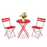 Garvee Set Bistro Patio 3 Pezzi, Tavolo Pieghevole, Sedie 2, Metallo Resistente, Rosso, Per Balcone E Giardino - Red