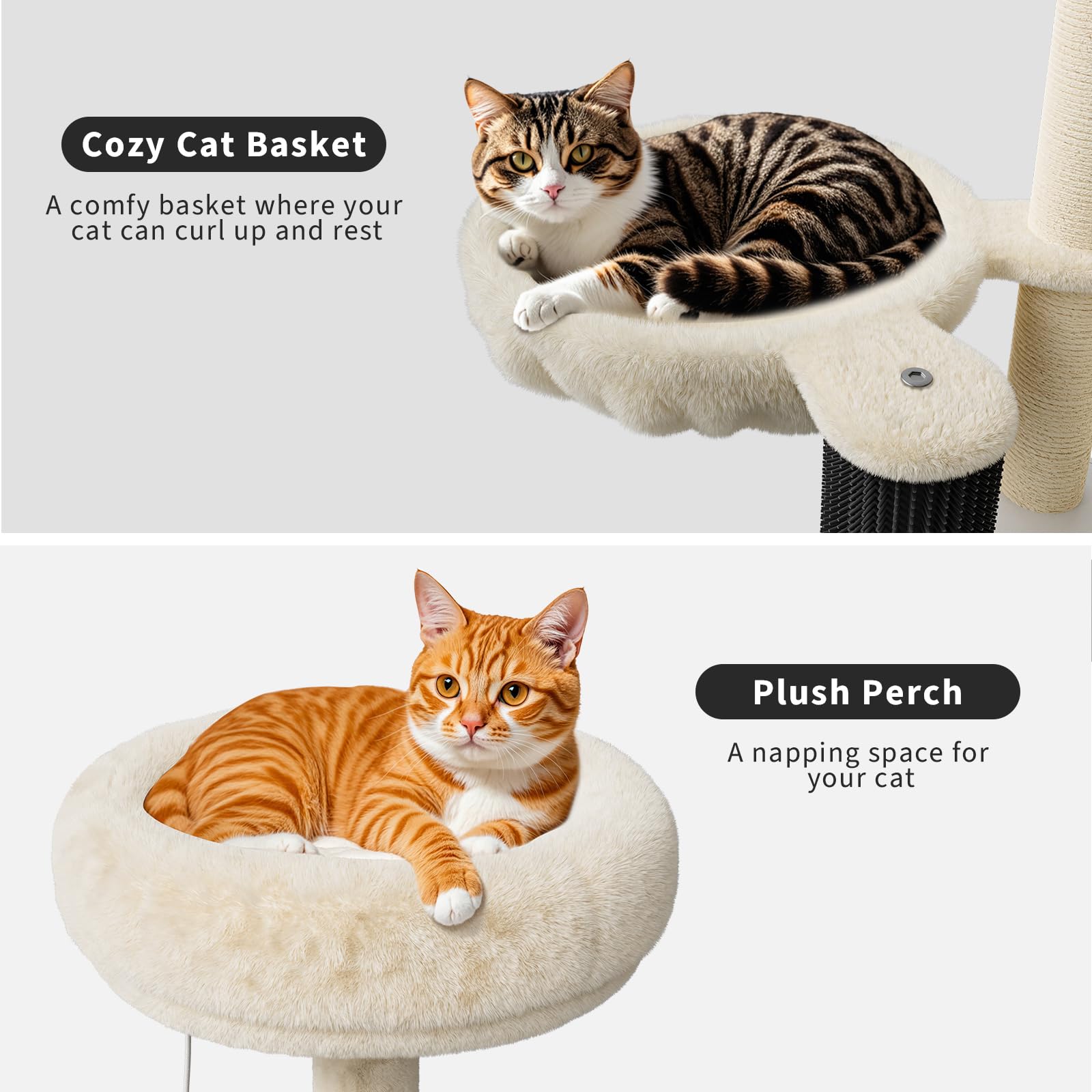 Garvee Cat House con tiragraffi e nascondiglio per lettiera, tiragraffi in sisal, più livelli, bianco, per soggiorno