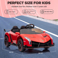 GARVEE Auto elettrica per bambini 12V Lamborghini Venono con licenza e telecomando, porta a forbice, rossa