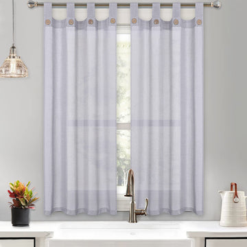Tende in finto lino GARVEE, stile rustico, filtranti la luce e facili da pulire, 27x45 pollici, grigio, per camera da letto e soggiorno