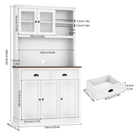 Mobile da cucina Garvee con cassetti e ripiani regolabili, dispensa alta 180 cm per cucina e sala da pranzo, materiale in truciolato ad alta densità, bianco