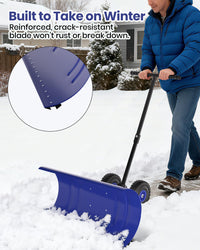 Pala da neve Garvee con ruote, lama in acciaio da 29", regolabile in 5 posizioni, impugnatura ergonomica per la rimozione della neve in cortile e vialetto, base in plastica, ruote in gomma