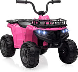 Garvee Quad per Bambini Elettrico 12V Rosa con LED, Musica, 4 Ruote Antiscivolo, Avvio Lento, Sedile Imbottito per Bambini 2-5 Anni