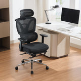 Garvee Sedia Ufficio Ergonomica con Supporto Lombare, Braccioli 3D Regolabili, Mesh Traspirante, Poggiapiedi Estraibile, Nero, Studio e Camera - Black
