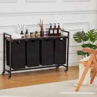 Garvee Cesto portabiancheria con 4 tasche rimovibili, ruote, ripiano per bagno e camera da letto, tessuto Oxford, struttura robusta, 174 l, grigio