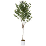 Garvee Albero di Ulivo Finto Alto in Vaso con 22 Frutti, Base Cemento, Poliestere Premium, Decorazione Interni, Soggiorno e Ufficio, Verde - Verde