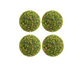 Garvee Set di 4 palline di bosso artificiali da 12,6" con fiori rosa per balcone e giardino, resistenti ai raggi UV, senza manutenzione, materiale PE, verde/rosa - Rosa