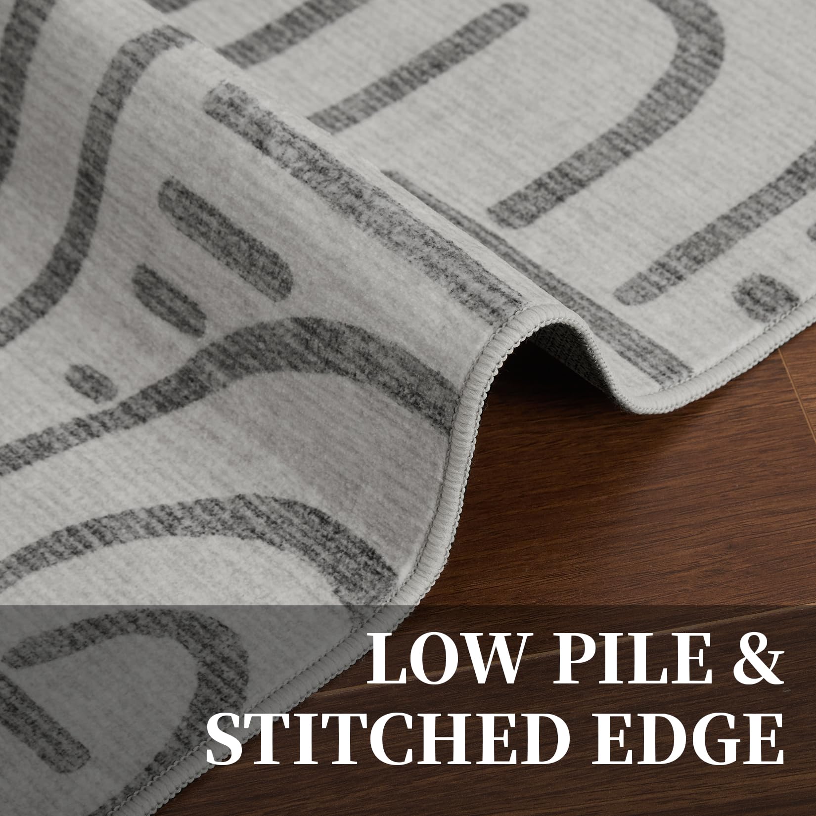 Tappeto Garvee lavabile a pelo corto 80x150 cm grigio per soggiorno camera da letto cucina corridoio antiscivolo morbido