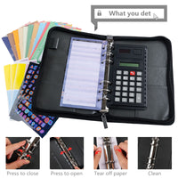 GARVEE Budget Planner A6 Raccoglitore ad anelli multifunzionale con scomparti per denaro con cerniera Organizzatore per budget e risparmio