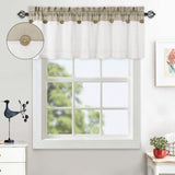 Tenda corta Garvee Vitrage Window Patchwork con bottoni decorativi, semitrasparente, beige, 132x38 cm, per cucina - Colore naturale