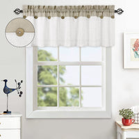 Tenda corta Garvee Vitrage Window Patchwork con bottoni decorativi, semitrasparente, beige, 132x38 cm, per cucina