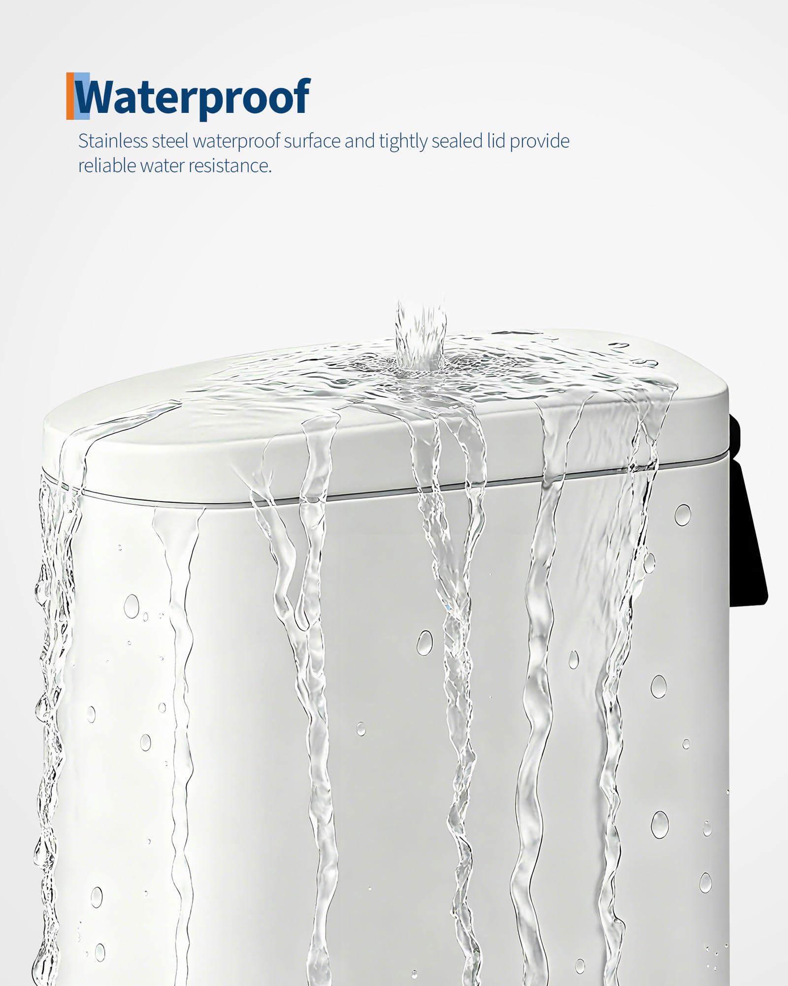 Garvee Bidone Per Rifiuti Bagno 2,6 Galloni Acciaio Inox Bianco, Pedale Resistente, Design Salvaspazio