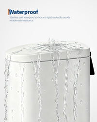 Garvee Bidone Per Rifiuti Bagno 2,6 Galloni Acciaio Inox Bianco, Pedale Resistente, Design Salvaspazio