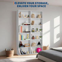 Libreria industriale Garvee a 6 ripiani bianca per soggiorno e ufficio, altezza 71,4" in legno rustico, capacità di 250 libbre, sicura e versatile.