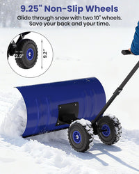 Pala da neve Garvee con ruote, lama in acciaio da 29", regolabile in 5 posizioni, impugnatura ergonomica per la rimozione della neve in cortile e vialetto, base in plastica, ruote in gomma