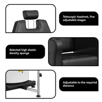 Poltrona pedicure reclinabile Garvee con vasca massaggiante per i piedi, altezza regolabile, girevole a 360°, pelle, poggiapiedi regolabile, nero, salone di bellezza