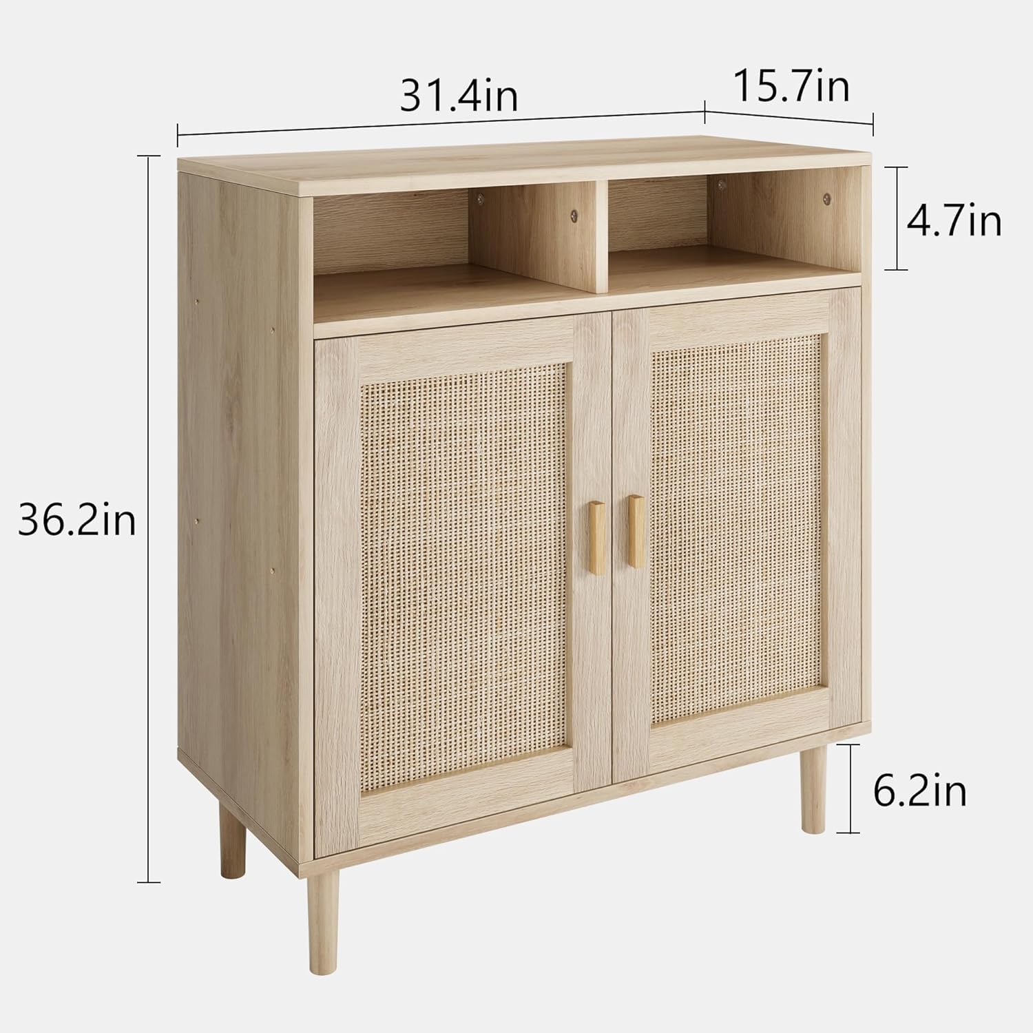 Credenza moderna in rattan Garvee da 36" - Intrecciata a mano, antiribaltamento, con ripiano regolabile, mobile da cucina e sala da pranzo, multifunzionale, colori naturali
