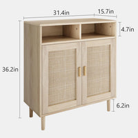 Credenza moderna in rattan Garvee da 36" - Intrecciata a mano, antiribaltamento, con ripiano regolabile, mobile da cucina e sala da pranzo, multifunzionale, colori naturali