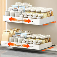 Cassetto telescopico Garvee, larghezza regolabile 35-51 cm, metallo, cassetto da cucina estensibile, bianco