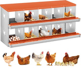 Garvee Casetta per Galline 10 Scomparti in Acciaio Zincato Doppio Piano Ventilata Facile Raccolta Uova Montaggio a Parete - Arancione / 10 Compartimenti