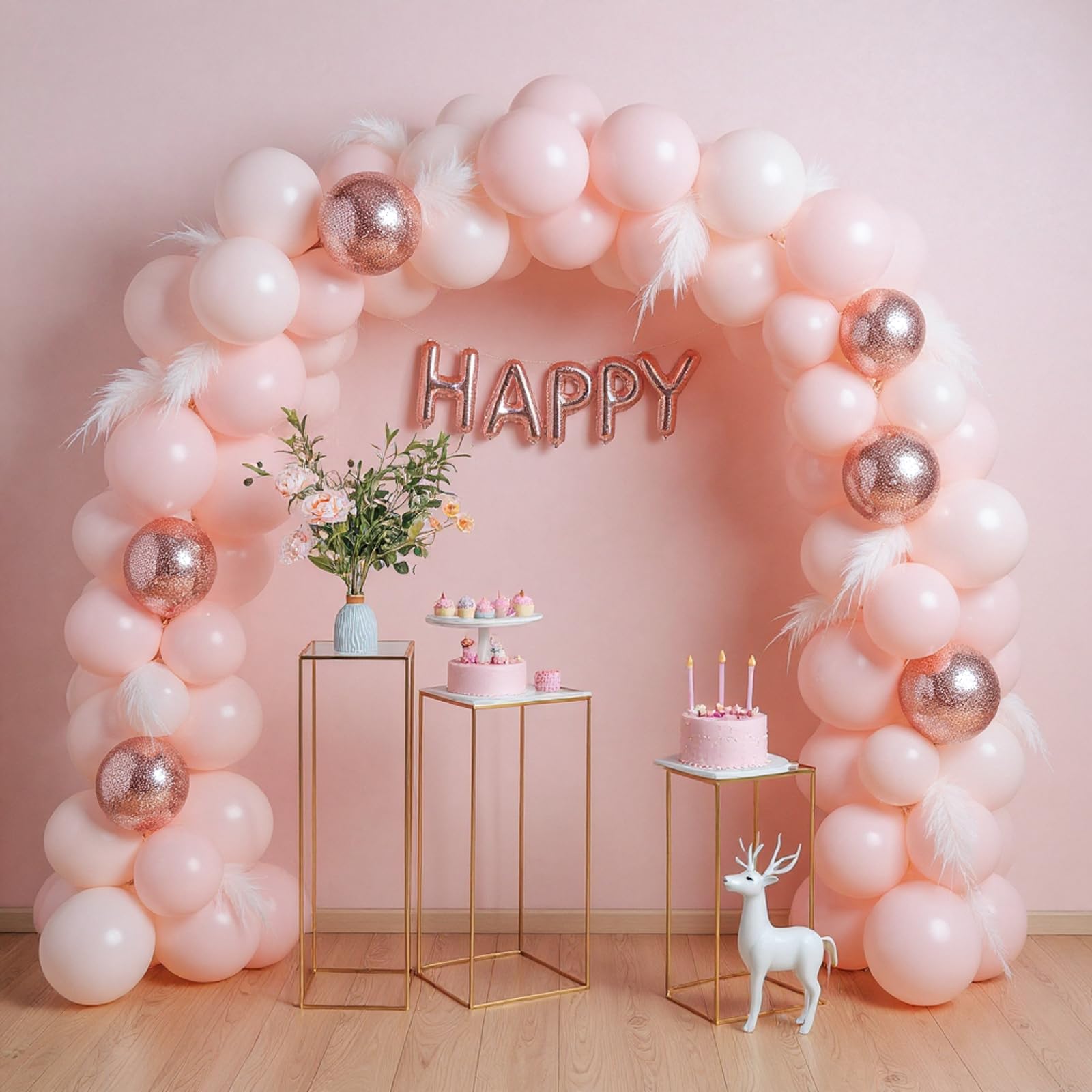 Garvee Set di 4 portafiori per matrimoni, vasi in acrilico, geometrici, stabili, eleganti, per eventi, ricevimenti, feste, in oro, varie dimensioni