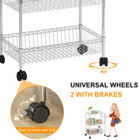 Carrello in metallo Garvee a 3 ripiani con cestini, ripiani regolabili per cucina e bagno, altezza 31,5", cromato