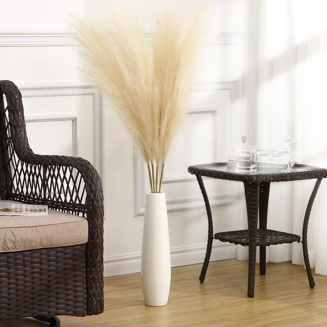 Garvee Set da 4 pezzi di erba artificiale della Pampa da 44 pollici beige per matrimoni e soggiorni in stile boho e country