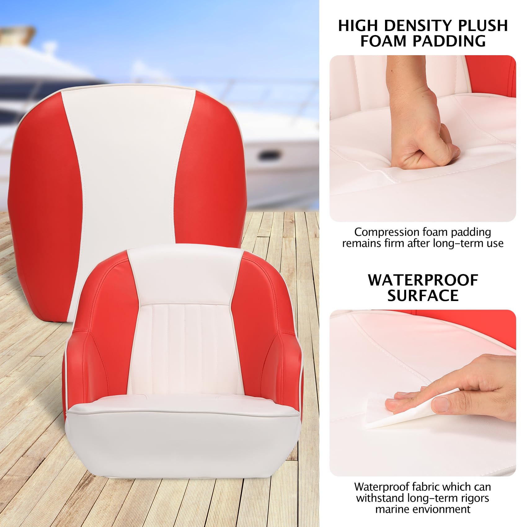 Garvee Pontoon Boat Seat Captain Bucket con spessa imbottitura per la pesca e motoscafi 19.5"H x 22"W x 21.5"D Vinile marino Comodo e robusto