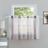 Tende trasparenti per scale da cucina Garvee, tende corte trasparenti in filo tinto a righe per finestre da bagno, viola, 27" x 30", 2 pannelli