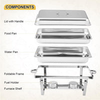Garvee Set di scaldavivande da buffet 2x8 Qt in acciaio inossidabile con controllo della temperatura per feste e catering, telaio pieghevole, argento