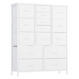 Cassettiera Garvee a 15 cassetti con piano in legno, struttura in metallo, cassetti in tessuto per camera da letto e corridoio, versatile, robusta, grigia
