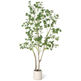 Garvee Albero Artificiale Eucalipto con Foglie Rotonde Ultra Realistiche, Base Ponderata, per Interni e Spazi Coperti, Verde Naturale