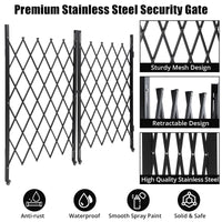 Cancello di sicurezza pieghevole Garvee in acciaio con rulli a 360°, flessibile e robusto, per la casa e l'industria, dimensioni standard, nero