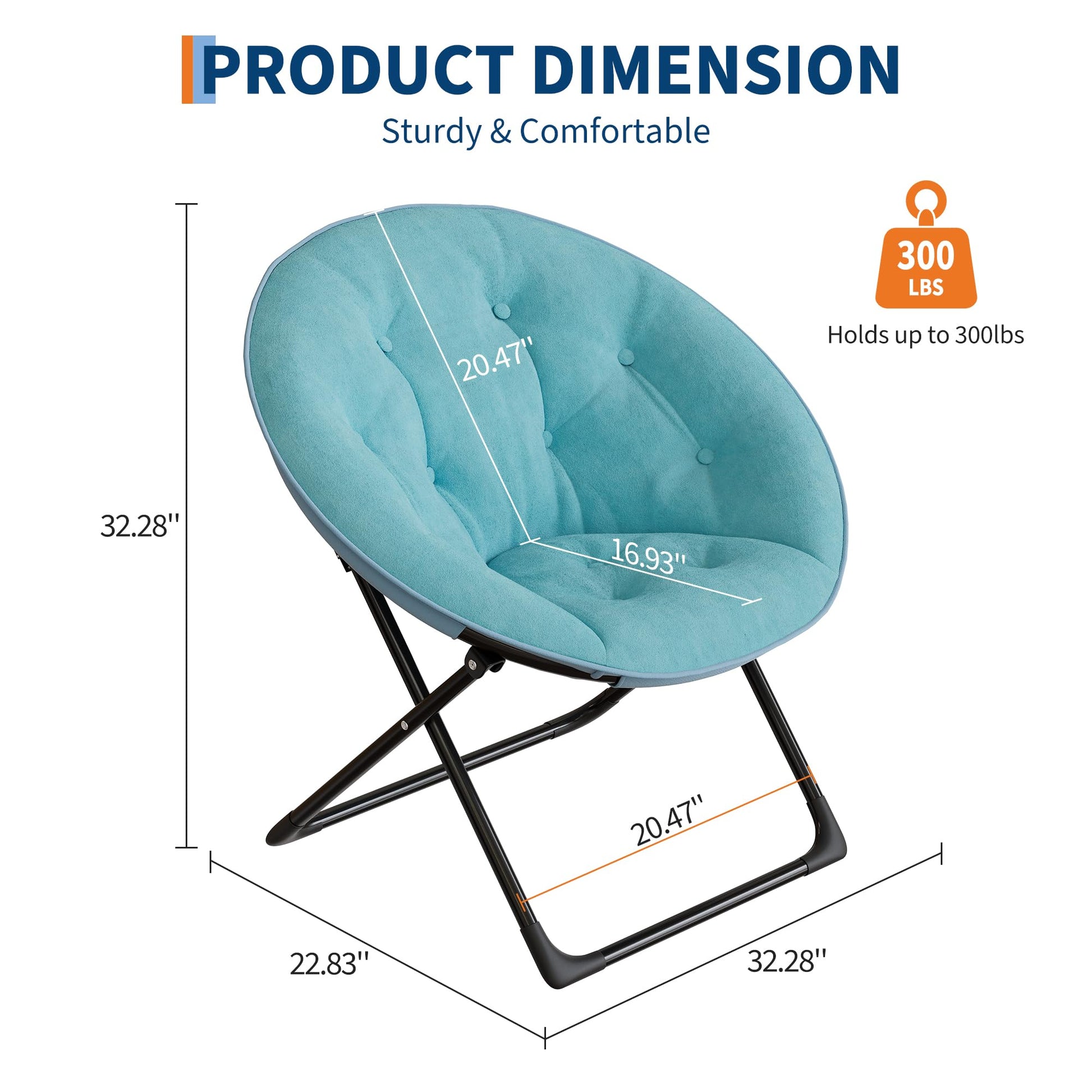 Poltrona Garvee Saucer Chair con struttura dorata, oversize, pieghevole, verde, per camera da letto e soggiorno, comoda, stabile