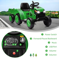 Trattore elettrico Garvee 6V, trattore per bambini, verde, con clacson e design robusto per piccoli agricoltori dai 3 anni in su in giardino e cortile