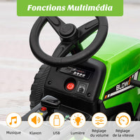 Trattore elettrico Garvee a batteria, giocattolo per bambini, verde, con struttura sicura per i bambini e ruote robuste, per divertirsi dai 3 anni in su, sia all'interno che all'esterno.