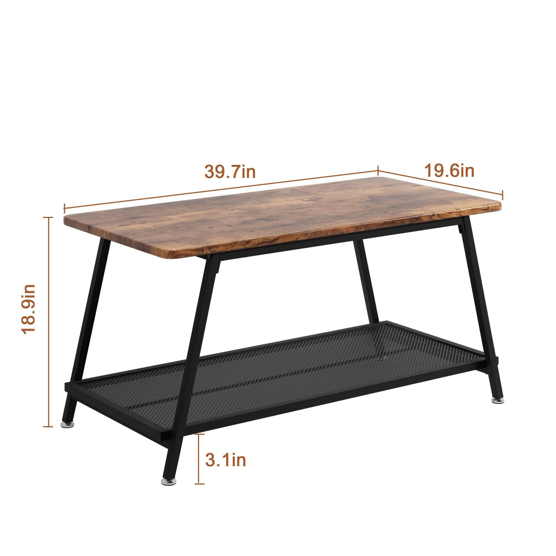 Tavolino da caffè in legno GARVEE, tavolino da soggiorno, tavolino con contenitore, tavolo moderno con struttura in acciaio e ripiano, tavolino da soggiorno, 100 x 50 x 46 cm