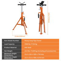 Supporto per tubi Garvee con testa a V regolabile in altezza 71-132 cm, capacità di carico 1200 kg, presa multiuso pieghevole in acciaio per progetti di saldatura, ingegneria automobilistica