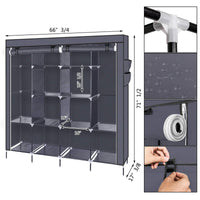 Armadio portatile Garvee con tessuto non tessuto e strati impermeabili per camera da letto, 66x17x66 pollici, grigio