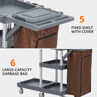 Carrello per la pulizia Garvee con ruote, copertura e sacco in pile per case e hotel, 95x49x22 cm, grigio