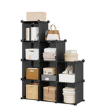 Garvee Organizer 9 Cubi Modulari Scaffale Impilabile 30x30x30 cm Acciaio e Plastica Multiuso Casa Nero - Nero