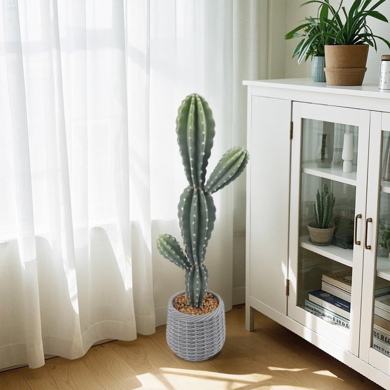 Cactus artificiale Garvee da 35 pollici in materiale EVA realistico, vaso bianco, decorazione per interni ed esterni