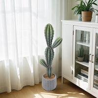 Cactus artificiale Garvee da 35 pollici in materiale EVA realistico, vaso bianco, decorazione per interni ed esterni