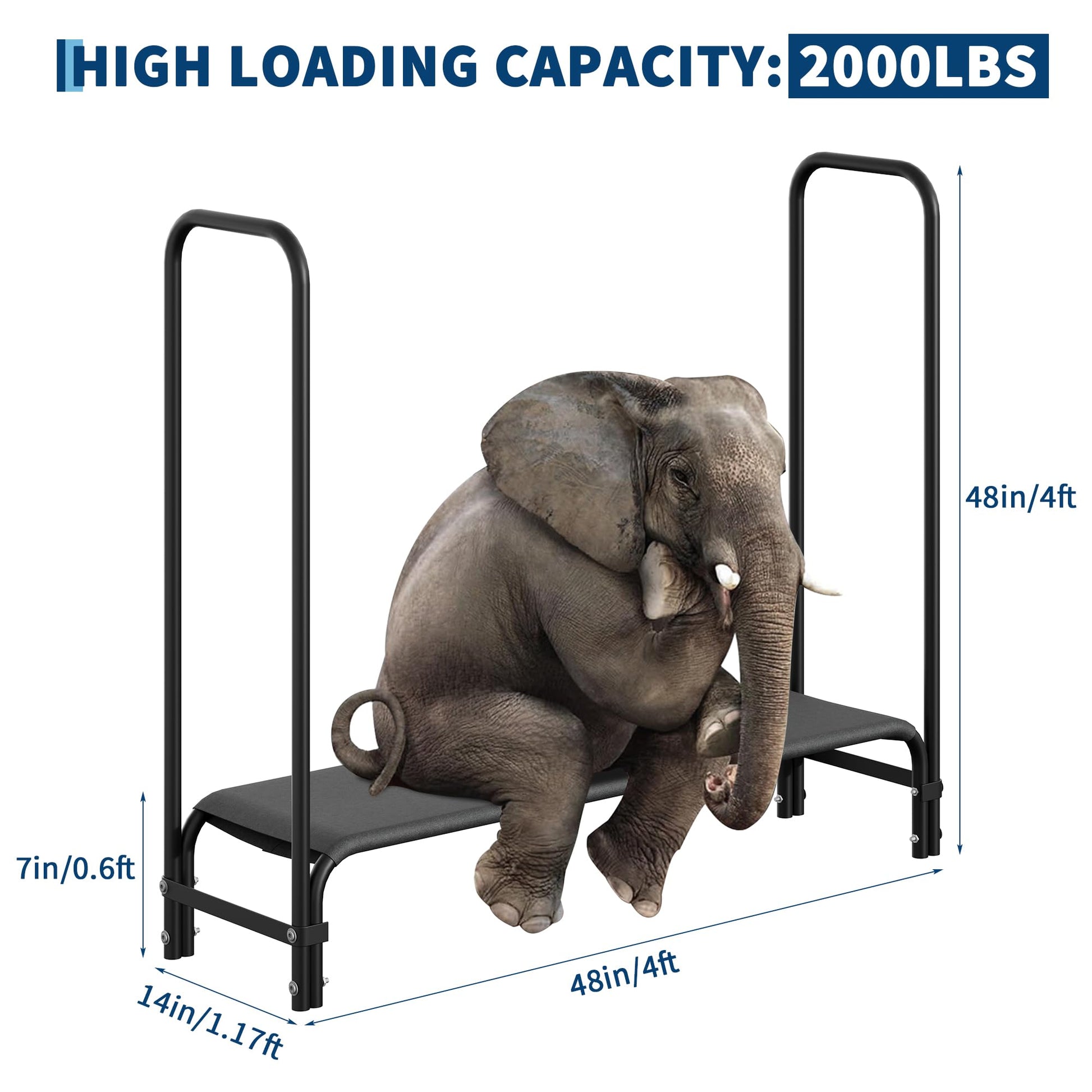 Garvee 4 piedi supporto per legna da ardere supporto per legna per impieghi gravosi per giardino e patio capacità di carico 2000 libbre acciaio inossidabile nero