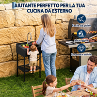Garvee Lavello in acciaio inox Garvee 65x53x100 cm – Lavello singolo freestanding per cucina, lavanderia ed esterni – Struttura e vasca nere