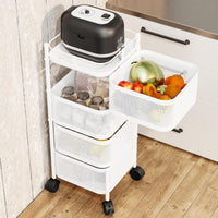 Carrello da cucina con ruote in metallo bianco a 4 ripiani Garvee, 78x28x28 cm, per soluzioni di stoccaggio ampliate in cucina, cantina e officina, facile da manovrare